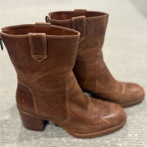 Vince Camuto Cognac Brown Leather Ankle Boots